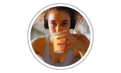 circ mehrweg system - Eine Frau trinkt ein Glas Saft aus dem Kaltgetränkebecher von circ